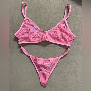 * Listing Redone! * Free People - Pink Heart Design Matching Set 💌🎀